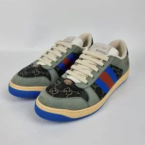 Shoes | Gucci Screener Grey And Blue Gg Sneakers New Size 9  display picture 3